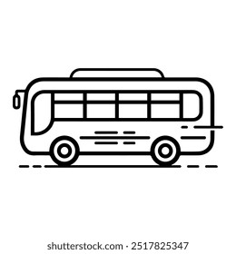 bus icon or modern line symbol. Vector line art and icon design with bold outline. Black and white Pixel Perfect minimalistic symbol isolated white background. Silhouette simple thin sign