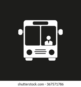 Bus  icon  on black background. Vector illustration.
