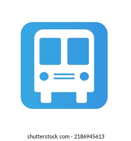 Icono de bus en un fondo azul. Ilustración del vector