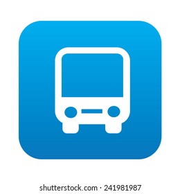 Bus icon on blue button background,clean vector