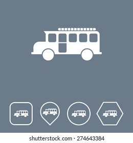 BUS Icon on Flat UI Colors with Different Shapes. Eps-10.