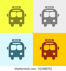 Bus Icon on Four Different Backgrounds. Eps-10.