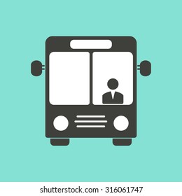 Bus  icon  icon on a green background, flat design. Vector illustration.