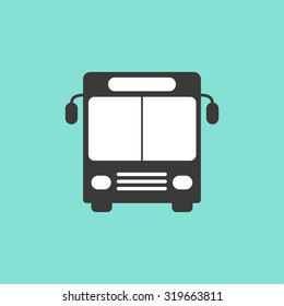 Bus  icon on green background. Vector illustration.