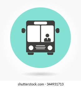 Bus  icon  on green background. Vector illustration.