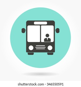 Bus  icon  on green background. Vector illustration.