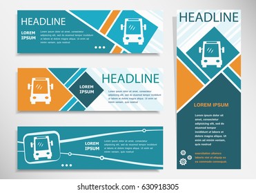 Bus icon on horizontal and vertical banner. Modern banner design template.