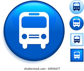 Bus Icon on Internet Button Original Vector Illustration