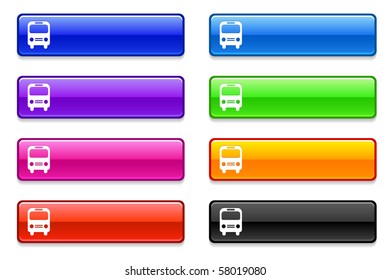 Bus Icon on Long Button Collection Original Illustration