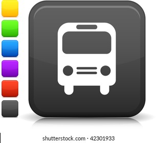 Bus icon on square internet button Six color options included.