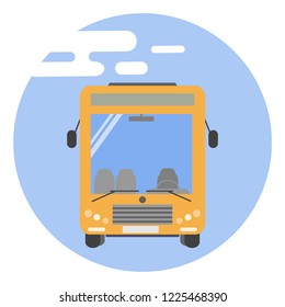 Bus. Icon on the transport theme. Vector illustration for printing in magazines, booklets, brochures, banners of tourist and transfer services.