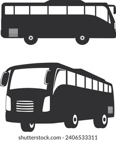Bus icon on white background. Vector illustration. Flat style. Black and white.