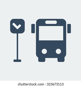 bus icon on the white background. Vector illustration.