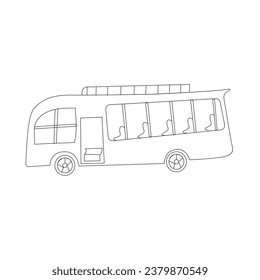 bus icon in outline design isolated on white background. Rest and travel symbol stock vector illustration.
