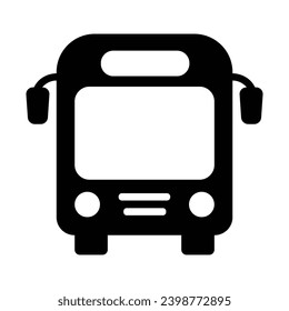 Bus Icon Outline. Bus Front View Flat Icon For Apps And Websites. Frontal Vehicle Symbol On Transparent Background. Public Transport Illustration