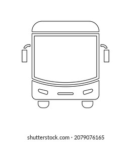 Bus Icon. Public Transport Line Symbol. Automobile Outline Sign. Front View. Vector Illustration Isolated On White. 