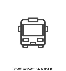Bus icon. Public transport line symbol. Automobile outline sign. Front view. Vector illustration isolated on white