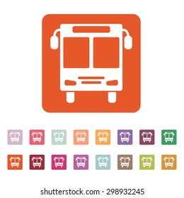 The bus icon. Public transport stop symbol. Flat Vector illustration. Button Set