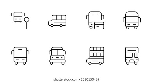 Ícone do barramento. Transporte público, ilustração vetorial de transporte. linear Editável Traço. Linha, sólido, linha plana, estilo fino e adequado para página da Web, aplicativo móvel, UI, design UX.