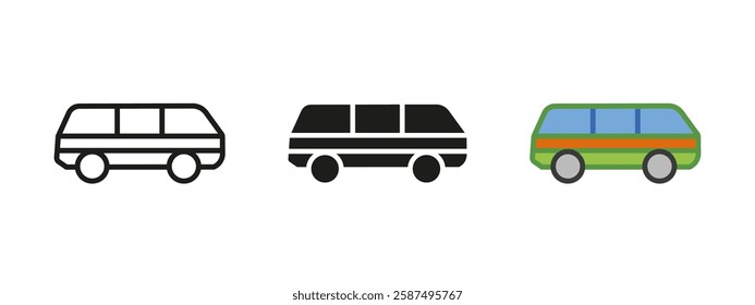 Bus icon. Public transport and vehicle symbol. Passenger travel vector illustration. Urban commute and transit pictogram. Road mobility and shuttle concept.