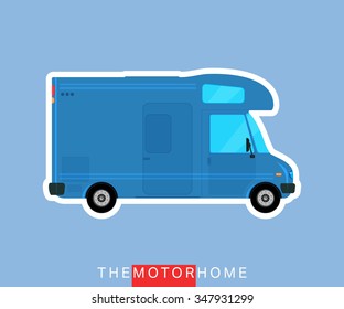 Bus icon. Recreational motor home vehicle, camper van, caravan bus, rv mobile home truck. Vector illustration