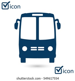 Bus icon. Schoolbus symbol. International tourist traffic. Comfortable vehicles.