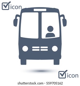 Bus icon. Schoolbus symbol. International tourist traffic. Comfortable vehicles.