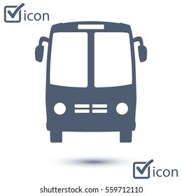 Bus icon. Schoolbus symbol. International tourist traffic. Comfortable vehicles.