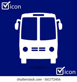 Bus icon. Schoolbus symbol. International tourist traffic. Comfortable vehicles.