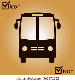 Bus icon. Schoolbus symbol. International tourist traffic. Comfortable vehicles.