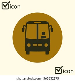 Bus icon. Schoolbus symbol. International tourist traffic. Comfortable vehicles.