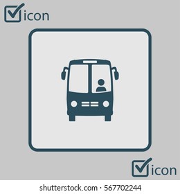 Bus icon. Schoolbus symbol. International tourist traffic. Comfortable vehicles.