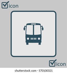 Bus icon. Schoolbus symbol. International tourist traffic. Comfortable vehicles.