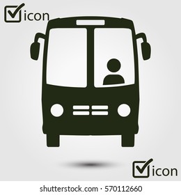 Bus icon. Schoolbus symbol. International tourist traffic. Comfortable vehicles.