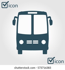 Bus icon. Schoolbus symbol. International tourist traffic. Comfortable vehicles.