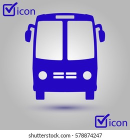 Bus icon. Schoolbus symbol. International tourist traffic. Comfortable vehicles.