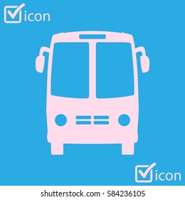 Bus icon. Schoolbus symbol. International tourist traffic. Comfortable vehicles.