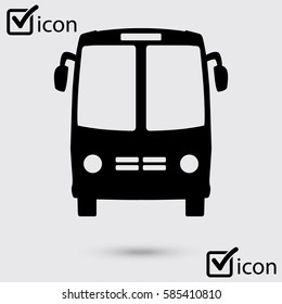 Bus icon. Schoolbus symbol. International tourist traffic. Comfortable vehicles.