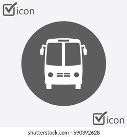 Bus icon. Schoolbus symbol. International tourist traffic. Comfortable vehicles.