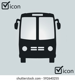 Bus icon. Schoolbus symbol. International tourist traffic. Comfortable vehicles.