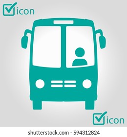 Bus icon. Schoolbus symbol. International tourist traffic. Comfortable vehicles.