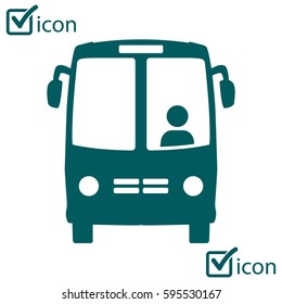 Bus icon. Schoolbus symbol. International tourist traffic. Comfortable vehicles.