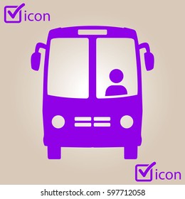 Bus icon. Schoolbus symbol. International tourist traffic. Comfortable vehicles.