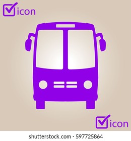 Bus icon. Schoolbus symbol. International tourist traffic. Comfortable vehicles.