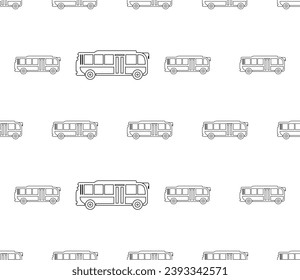 Bus Icon Seamless Pattern, Automobile Vehicle Icon Vector Art Illustration