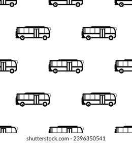 Bus Icon Seamless Pattern, Automobile Vehicle Icon Vector Art Illustration