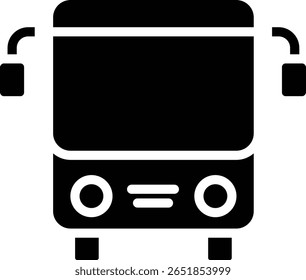 Ícone do ônibus visto da frente do público para o transporte público relacionado ao tema de férias, viagens, turismo, transporte público ou serviços turísticos.
