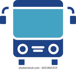 Ícone do ônibus visto da frente do público para o transporte público relacionado ao tema de férias, viagens, turismo, transporte público ou serviços turísticos.