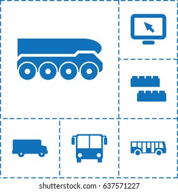 Bus icon. set of 6 bus filled icons such as child building kit, weapon truck