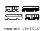 Bus icon set. Balck vector illustration.